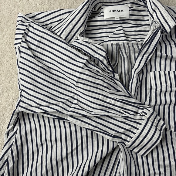 ENFOLD Shirt Dress Women's EU 40 Navy White Striped Collared READ - Picture 14 of 16